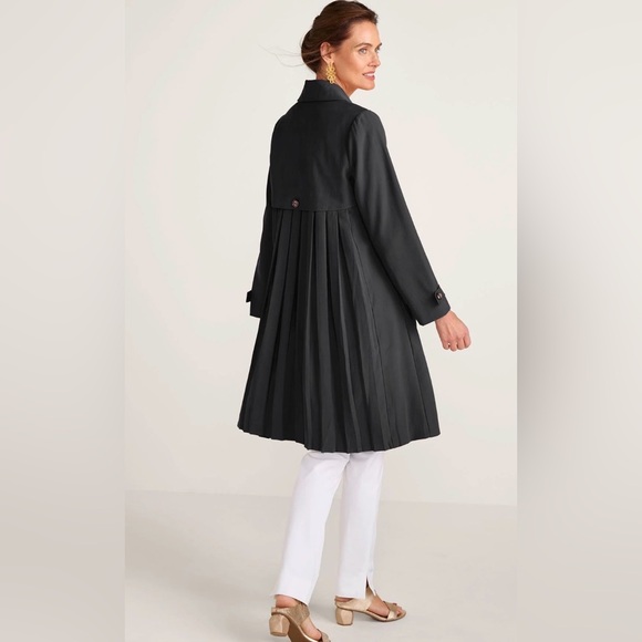 Soft Surroundings Jackets & Blazers - Soft Surroundings Black Pleated Back Trench Coat Size Medium